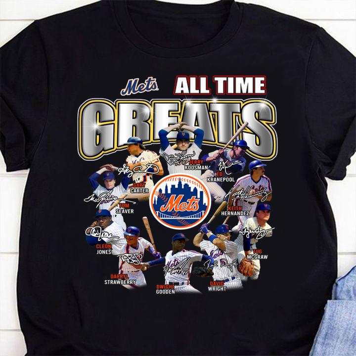 New York Mets all time greats players signatures t-shirt shirt