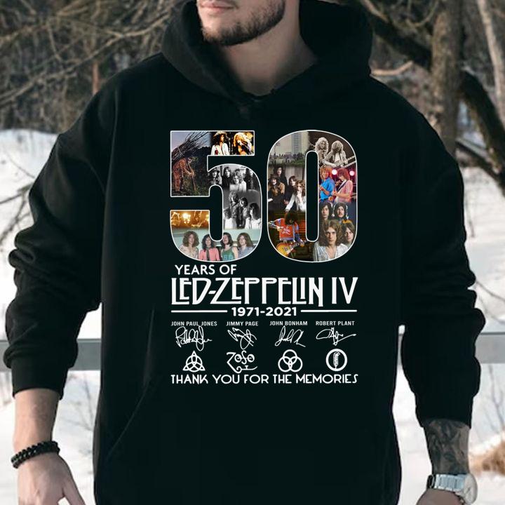 50 years of Led-Zeppelin IV 1971-2021 signatures thank you for the memories t-shirt hoodie