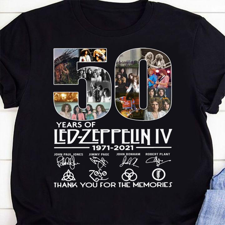 50 years of Led-Zeppelin IV 1971-2021 signatures thank you for the memories t-shirt shirt