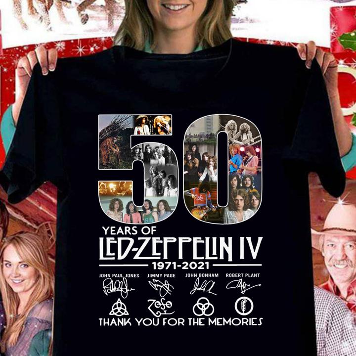 50 years of Led-Zeppelin IV 1971-2021 signatures thank you for the memories t-shirt woman shirt