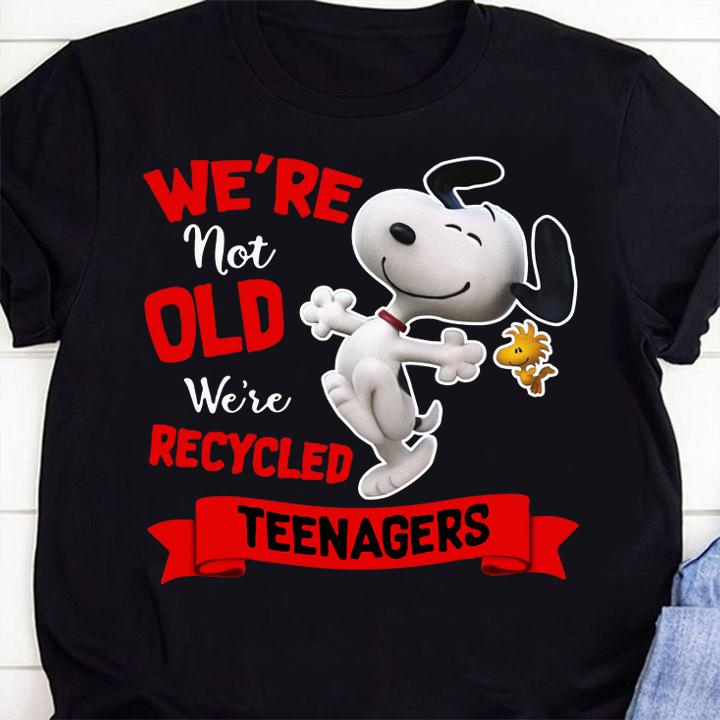 Snoopy and Woodstock we're not old we're recycled teenagers t-shirt shirt