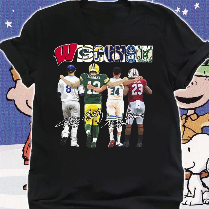 Wisconsin Rodgers Giannis And Taylor And Antetokounmpo And Ryan Braun Signatures t-shirt shirt