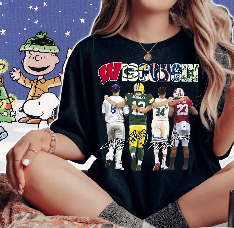 Wisconsin Rodgers Giannis And Taylor And Antetokounmpo And Ryan Braun Signatures t-shirt woman shirt
