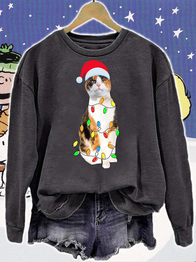 Christmas Calico Cat Gift - Calico cat Funny Santa Hat Xmas t-shirt sweatshirt