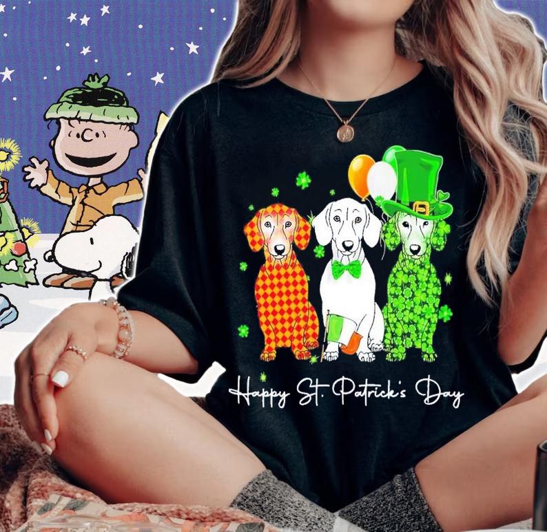 3 Dachshund Happy St Patrick's Day shirt t-shirt woman shirt