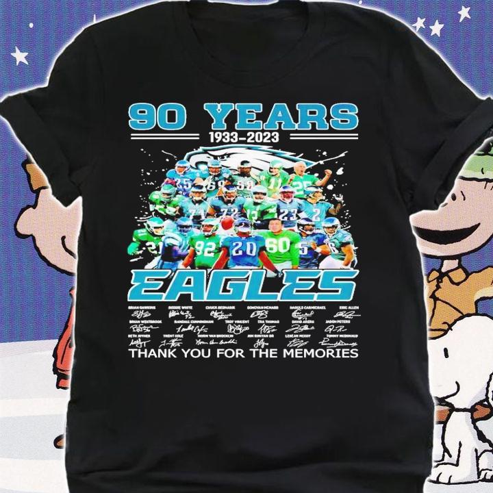 90 years 1933-2023 Philadelphia Eagles thank you for the memories signatures shirt t-shirt shirt