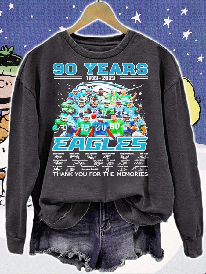 90 years 1933-2023 Philadelphia Eagles thank you for the memories signatures shirt t-shirt sweatshirt