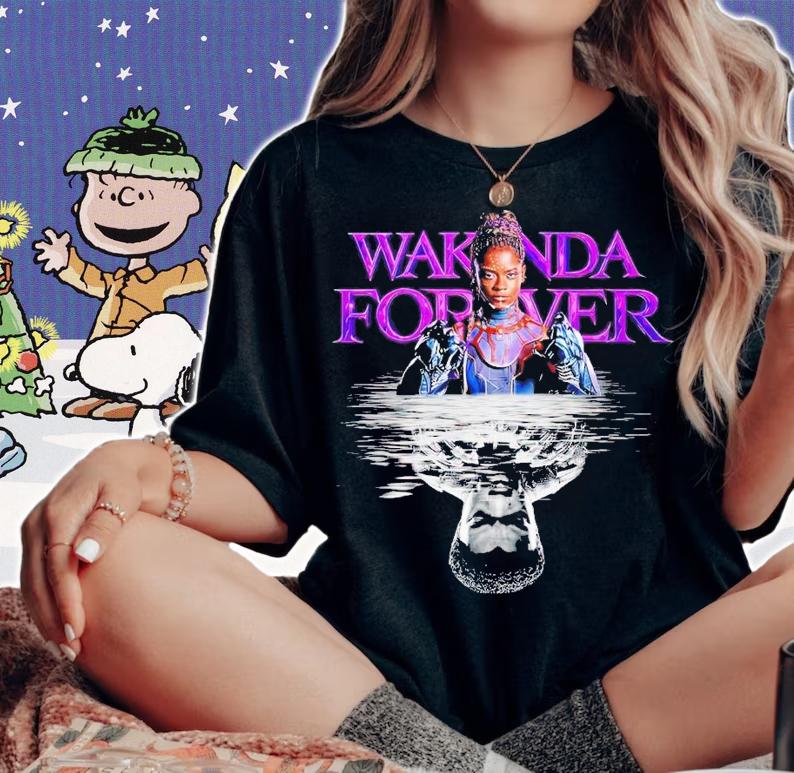 Black Panther Wakanda Forever Shuri water reflection T'challa t-shirt woman shirt