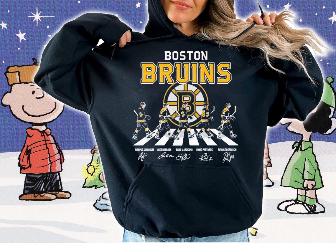 Boston Bruins Abbey Road Hampus Lindholm Jake Debrusk Brad Marchand signatures shirt t-shirt hoodie