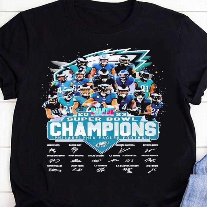 2023 Super Bowl Champions Philadelphia Eagles Football signatures shirt t-shirt shirt
