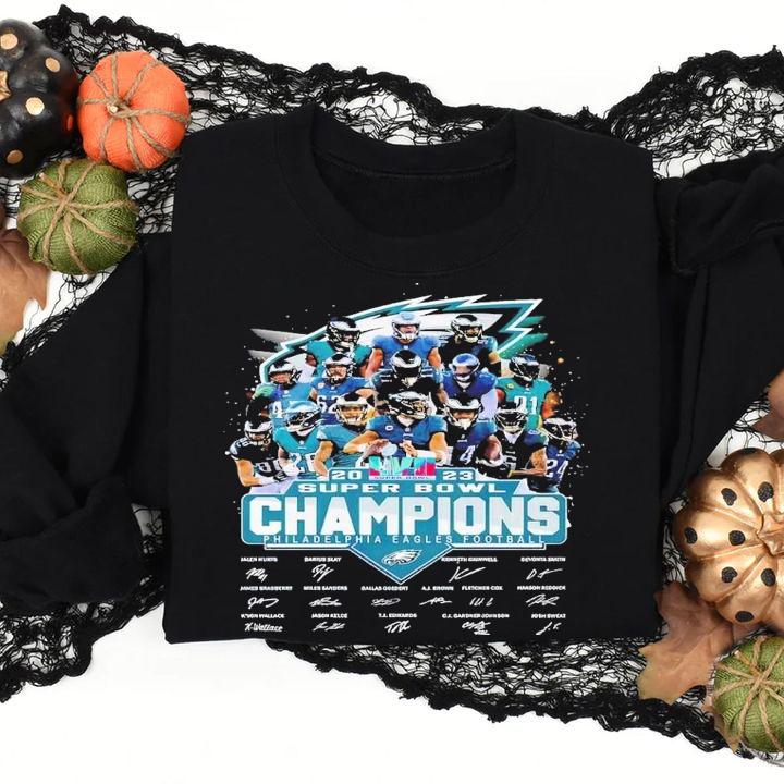2023 Super Bowl Champions Philadelphia Eagles Football signatures shirt t-shirt sweatshirt