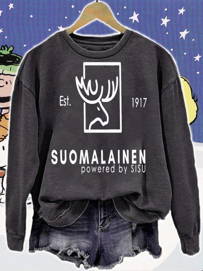 Est 1917 suomalainen powered by sisu shirt t-shirt sweatshirt
