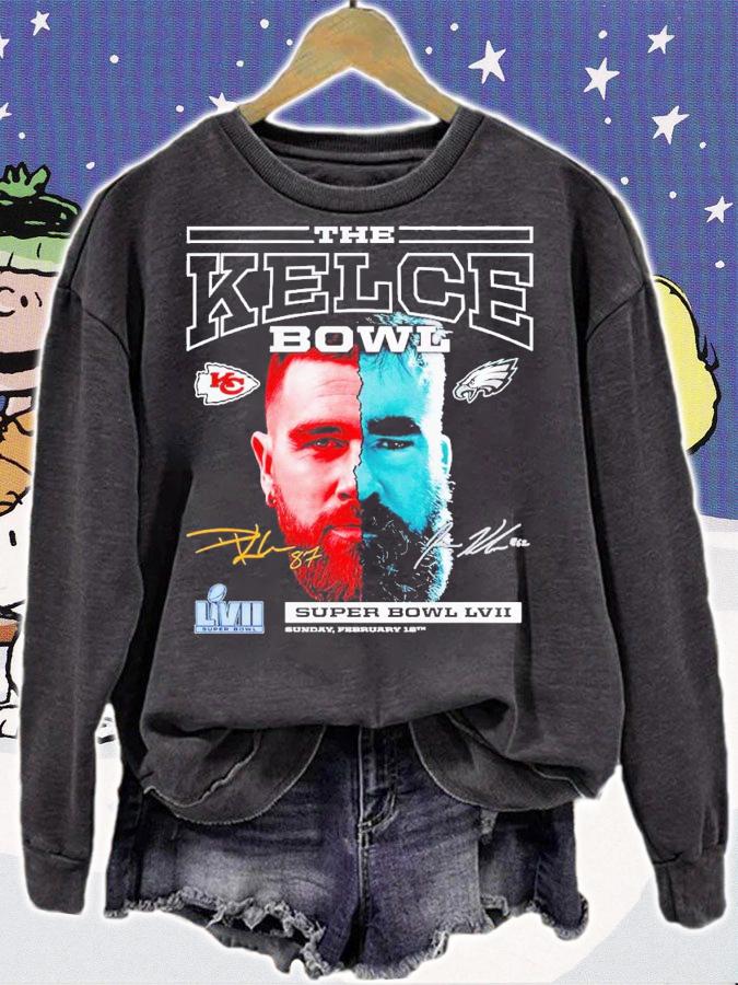 Face Travis Kelce and Jason Kelce the Kelce Bowl Super Bowl LVII shirt t-shirt sweatshirt