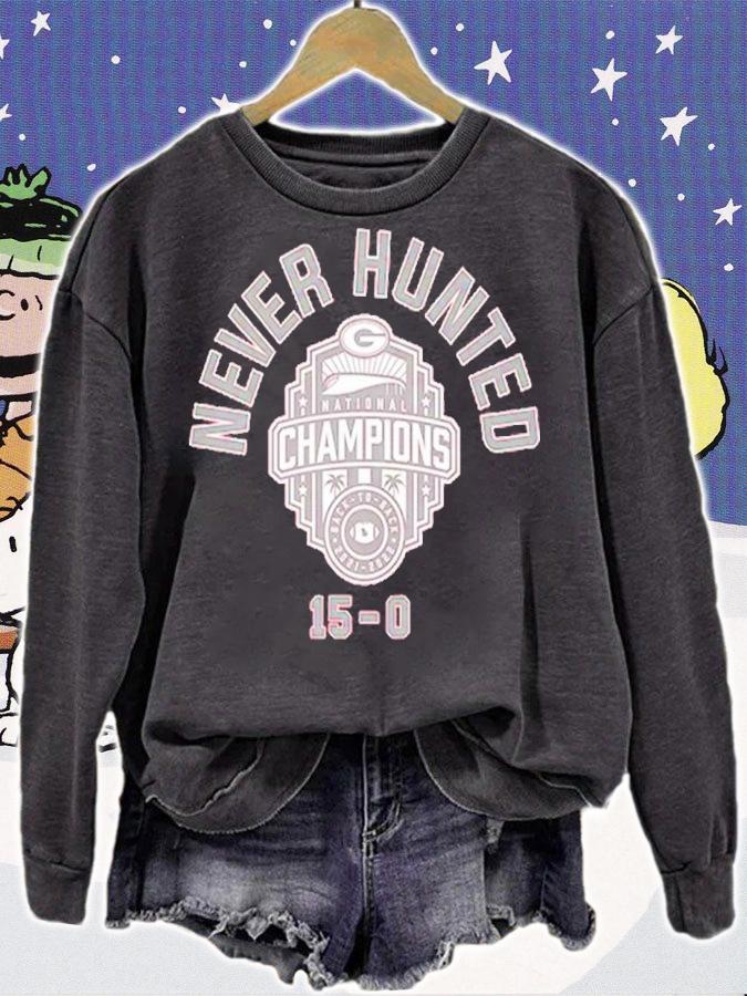 Georgia Football Never Hunted 15-0 Shirt t-shirt sweatshirt