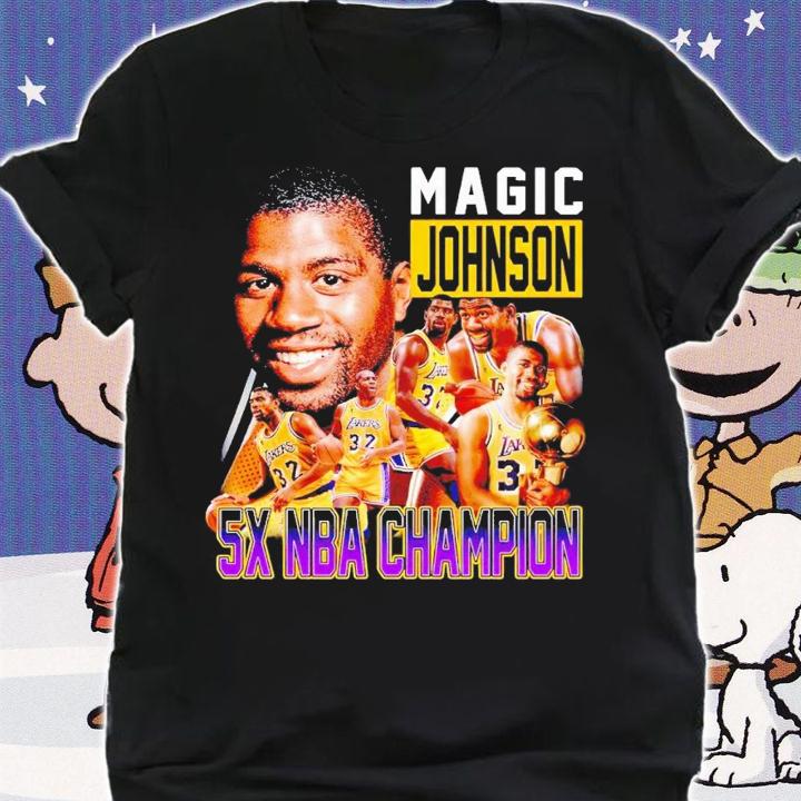 Magic Johnson 5x NBA champion shirt t-shirt shirt