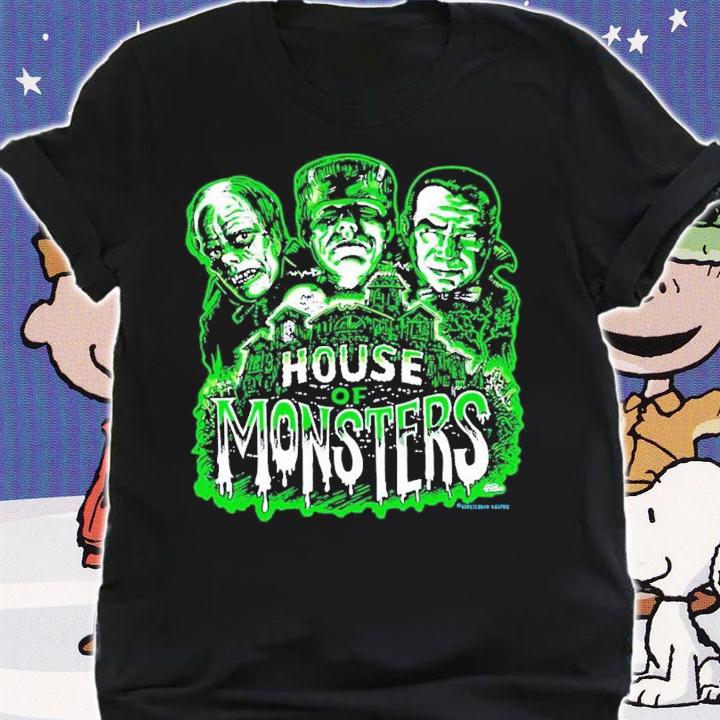 House Of Monsters Spooky Halloween Green Shirt t-shirt