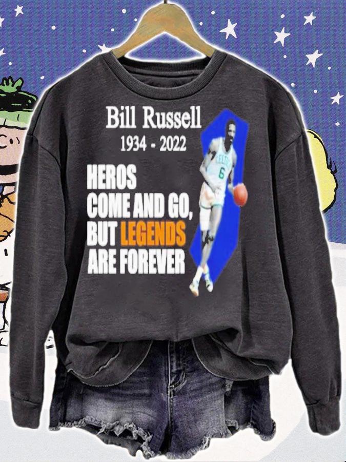 Bill Russell 1934-2022 Heros Come And Go But Legends Are Forever Shirt t-shirt