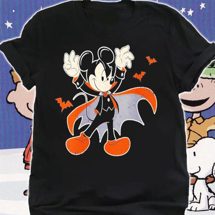 Womens Disney Mickey Mouse Spooky Dracula Costume Halloween shirt t-shirt