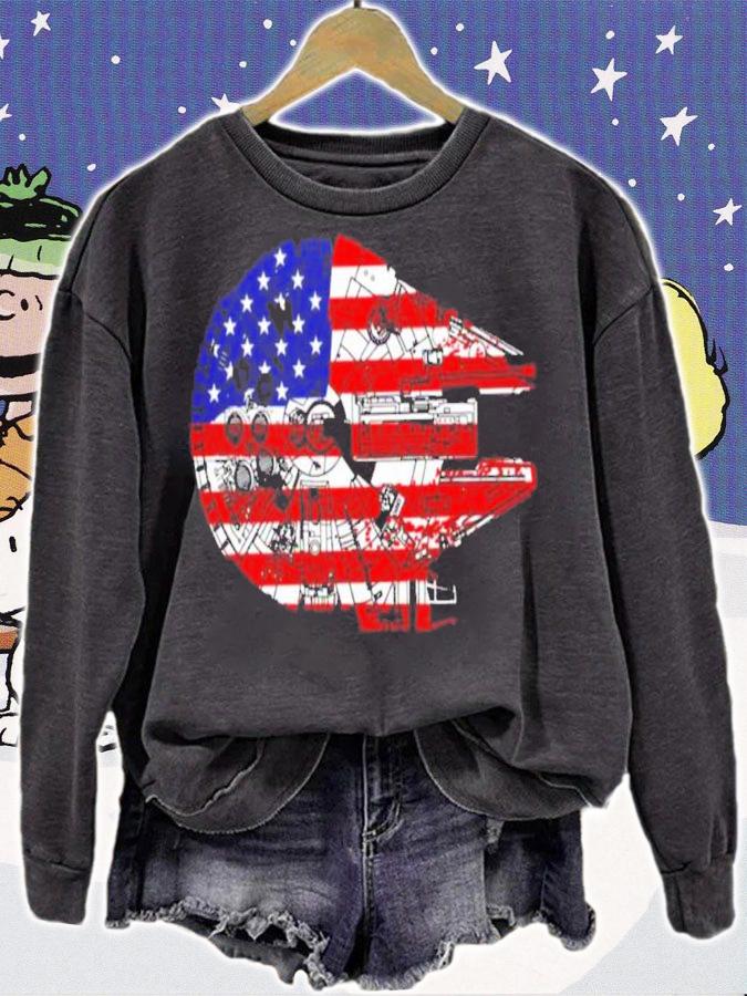 Ford Of July Independence Day 2022 The American Flag Star Wars Millennium Falcon Us Space Force Shirt t-shirt sweatshirt
