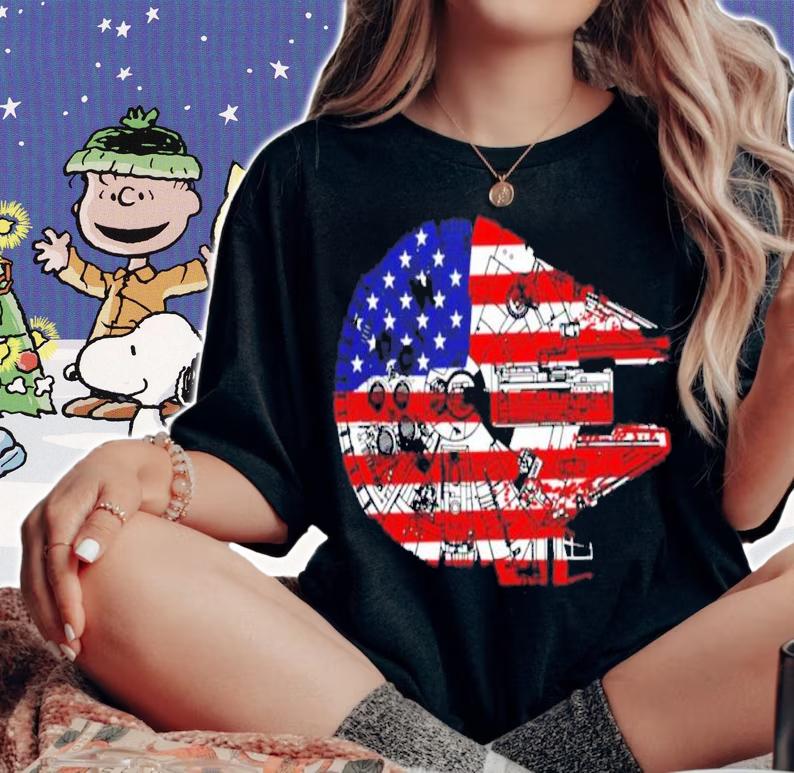 Ford Of July Independence Day 2022 The American Flag Star Wars Millennium Falcon Us Space Force Shirt t-shirt woman shirt