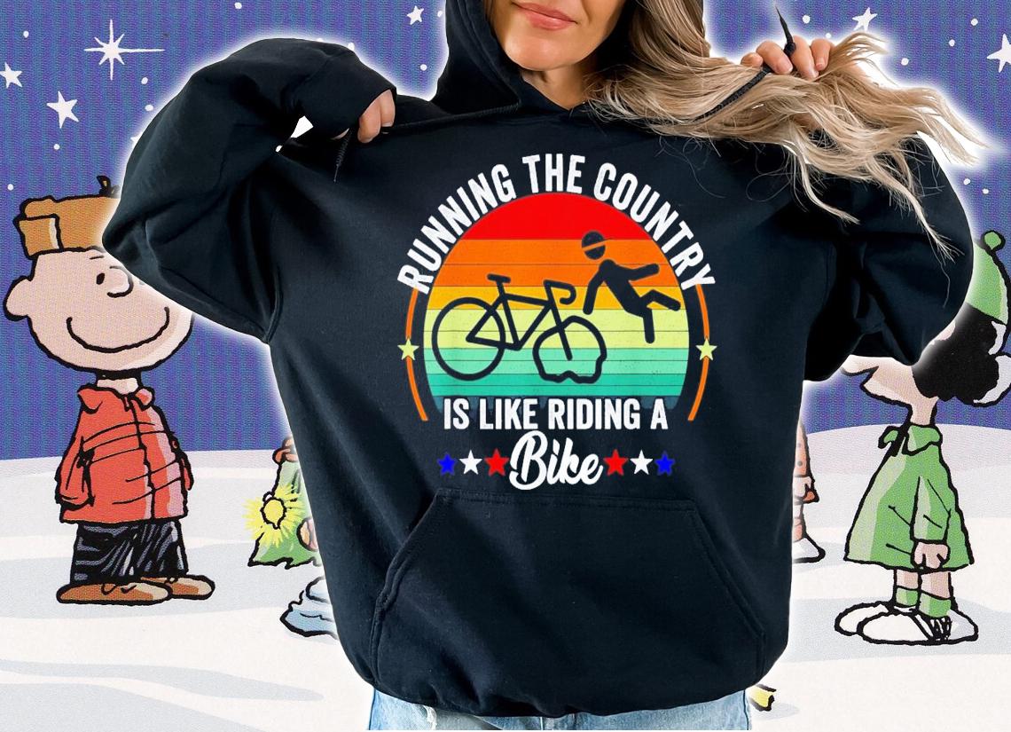 Joe Biden Biden Falls Off Bike Running The Country Is Like Riding A Bike Vintage T-Shirt t-shirt