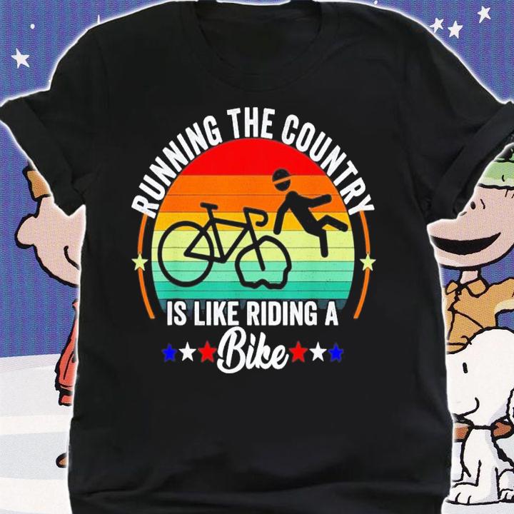 Joe Biden Biden Falls Off Bike Running The Country Is Like Riding A Bike Vintage T-Shirt t-shirt
