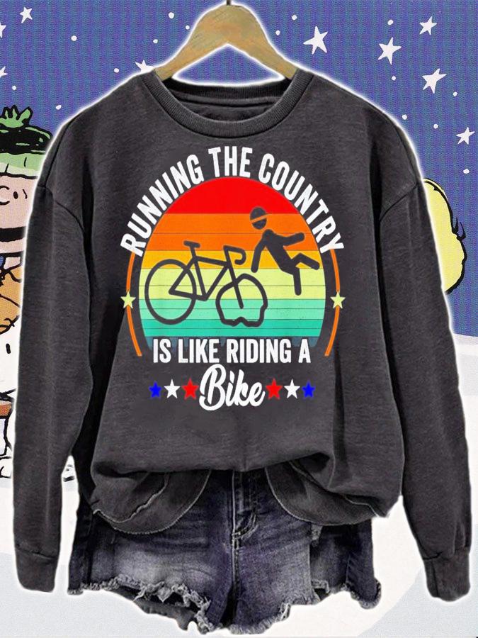 Joe Biden Biden Falls Off Bike Running The Country Is Like Riding A Bike Vintage T-Shirt t-shirt