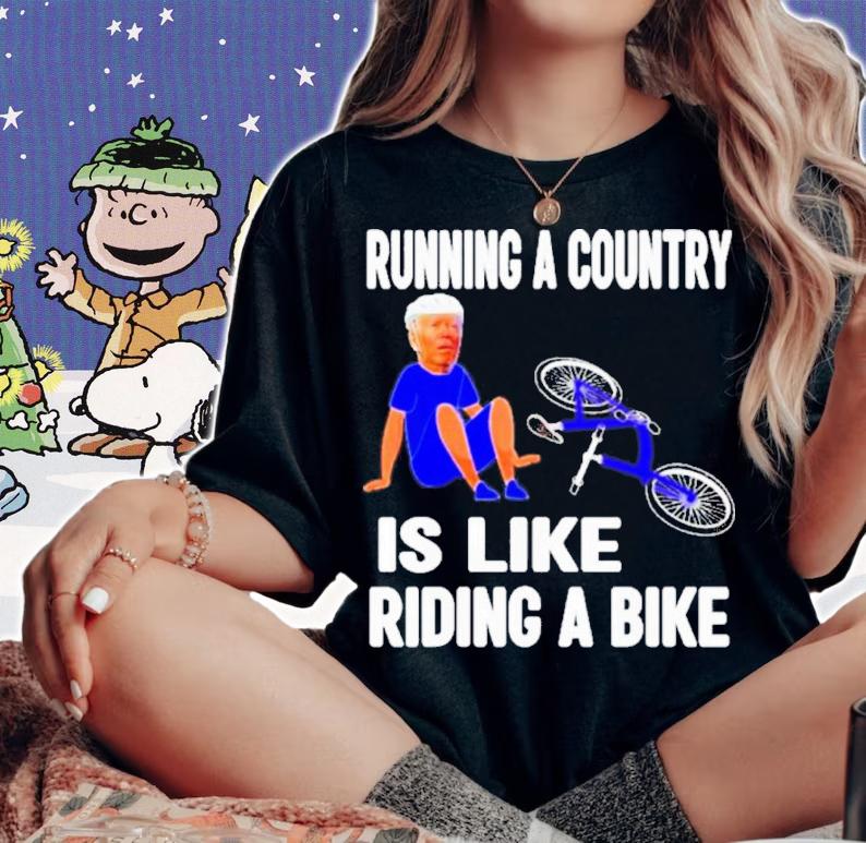 Joe Biden Running The Country Like Riding A Bike Biden Falls Of Bike Shirt t-shirt