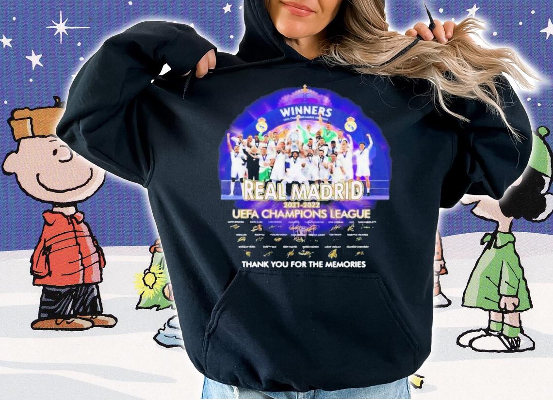 Real Madrid 2021 2022 UEFA Champions League Winners Signatures Thank You For The Memories Shirt t-shirt