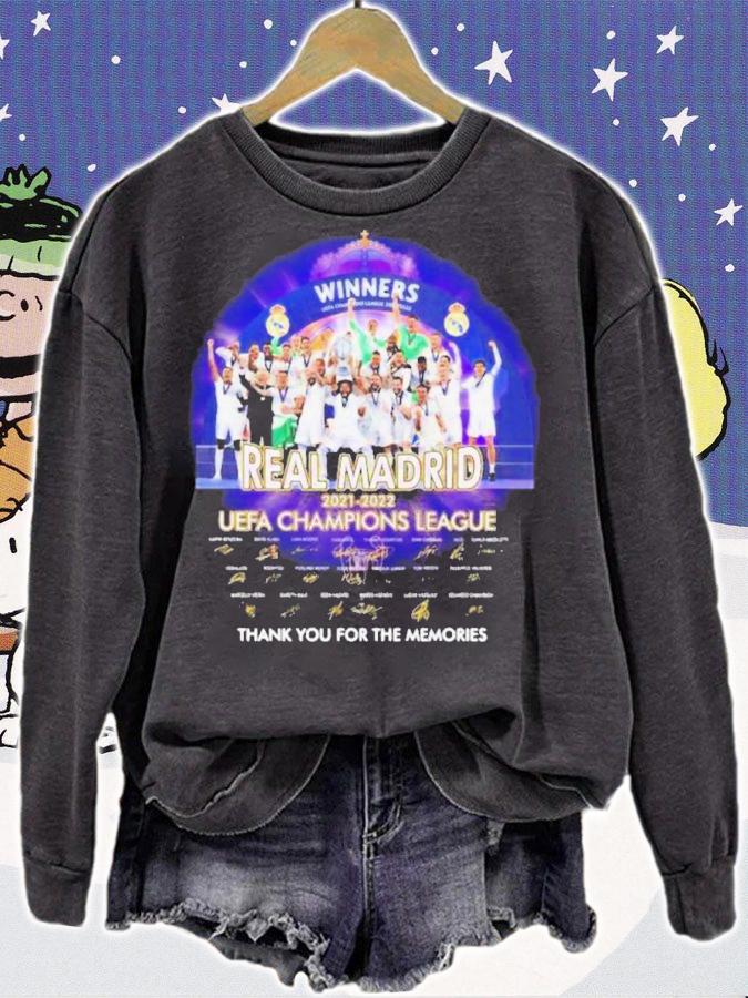 Real Madrid 2021 2022 UEFA Champions League Winners Signatures Thank You For The Memories Shirt t-shirt