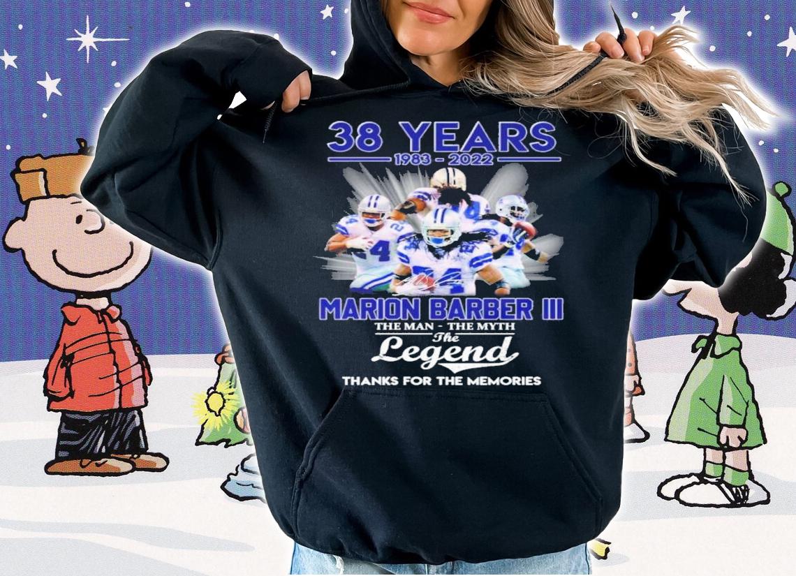 Official 38 Years 1983-2022 Marion Barber III The Man The Myth The Legend Signatures Thank You For The Memories Shirt t-shirt