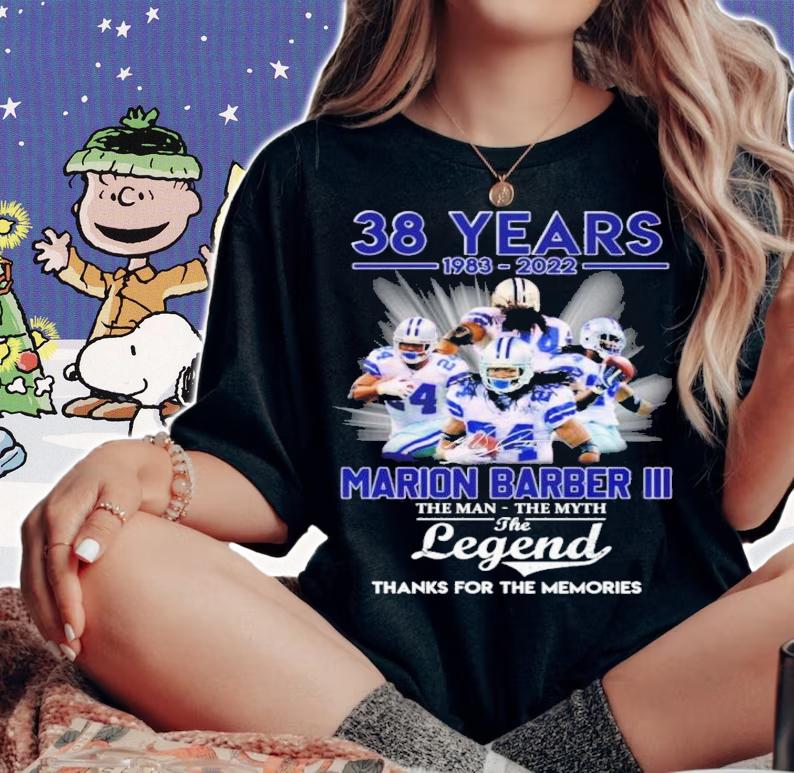 Official 38 Years 1983-2022 Marion Barber III The Man The Myth The Legend Signatures Thank You For The Memories Shirt t-shirt