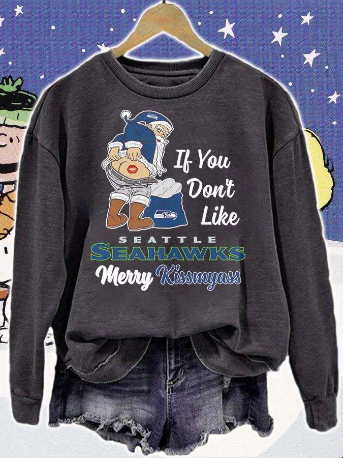 Santa Claus If You Dont Like Seattle Seahawks Merry Kissmyass Christmas t-shirt