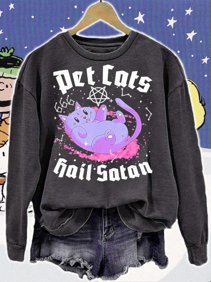 Satanic Cat Astrology Witchcraft Pet Cats Hail Satan shirt t-shirt sweatshirt