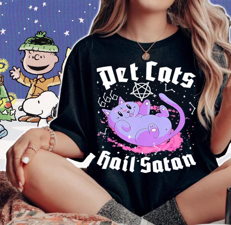 Satanic Cat Astrology Witchcraft Pet Cats Hail Satan shirt t-shirt woman shirt