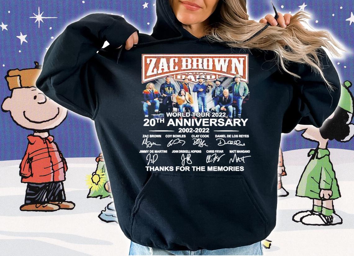 Zac Brown Band World Tour 2022 20th anniversary thanks for the memories t-shirt hoodie