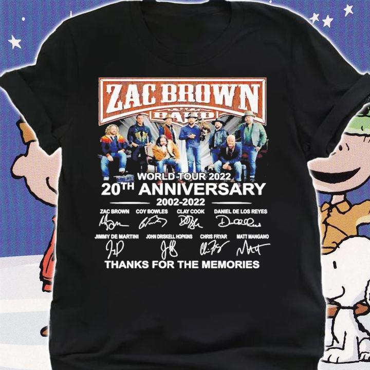 Zac Brown Band World Tour 2022 20th anniversary thanks for the memories t-shirt shirt