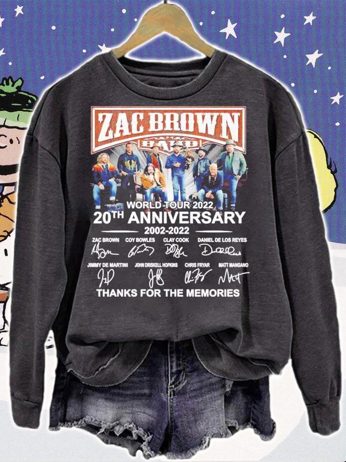Zac Brown Band World Tour 2022 20th anniversary thanks for the memories t-shirt sweatshirt