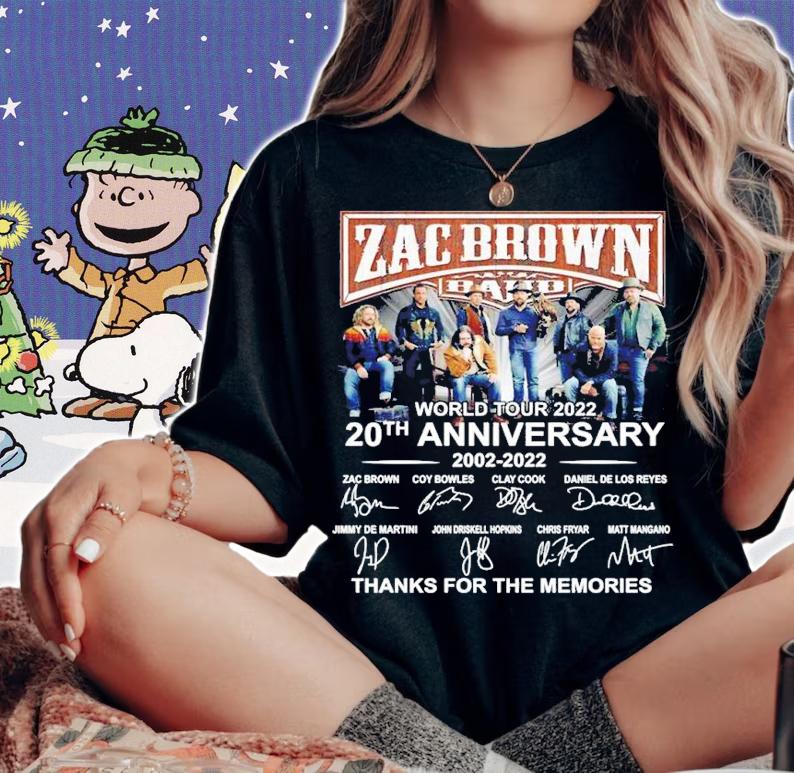 Zac Brown Band World Tour 2022 20th anniversary thanks for the memories t-shirt woman shirt