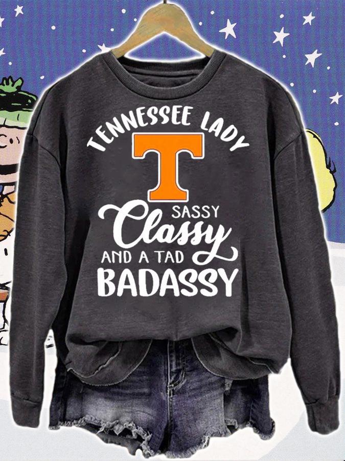 Tennessee Football Lady Sassy Classy And A Tad Badassy Shirt t-shirt sweatshirt