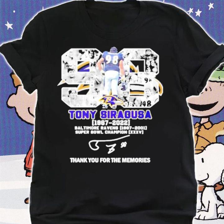 Tony Siragusa Baltimore Ravens 1967-2022 Signature Thank You For The Memories Shirt t-shirt shirt