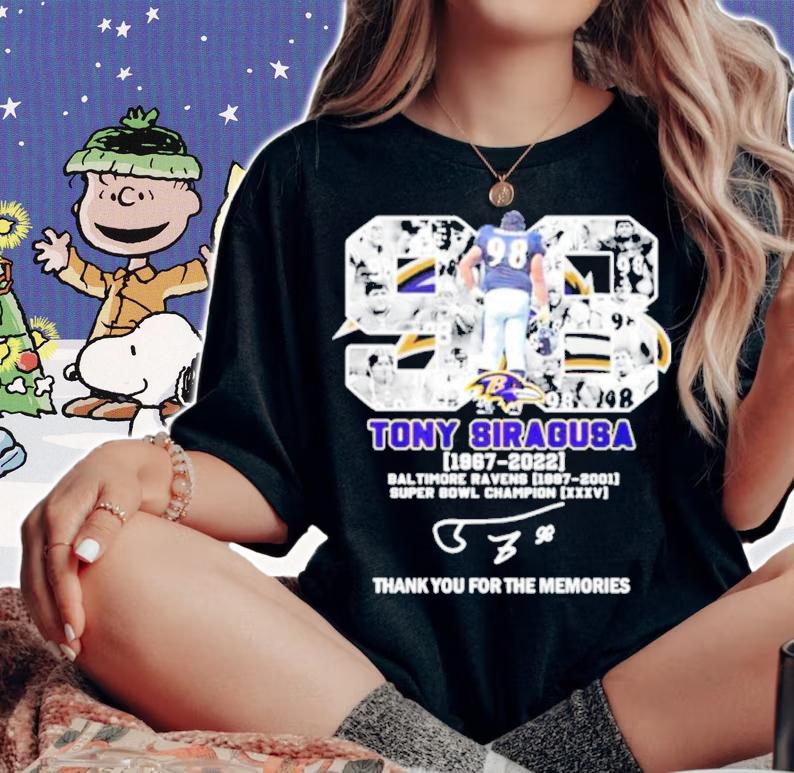 Tony Siragusa Baltimore Ravens 1967-2022 Signature Thank You For The Memories Shirt t-shirt woman shirt
