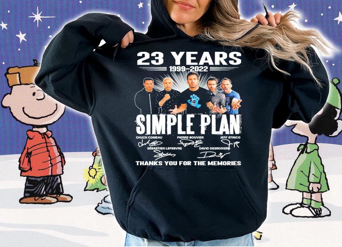 23 Years 1999-2022 Simple Plan Signatures Thank You For The Memories Shirt t-shirt