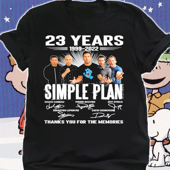 23 Years 1999-2022 Simple Plan Signatures Thank You For The Memories Shirt t-shirt