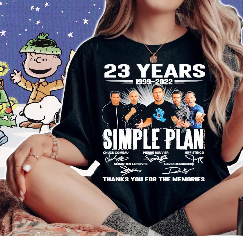23 Years 1999-2022 Simple Plan Signatures Thank You For The Memories Shirt t-shirt