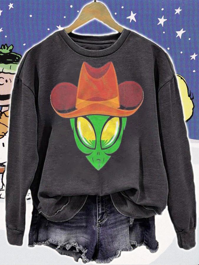 Alien Head Funny Cowboy Hat Ufo Shirt t-shirt sweatshirt
