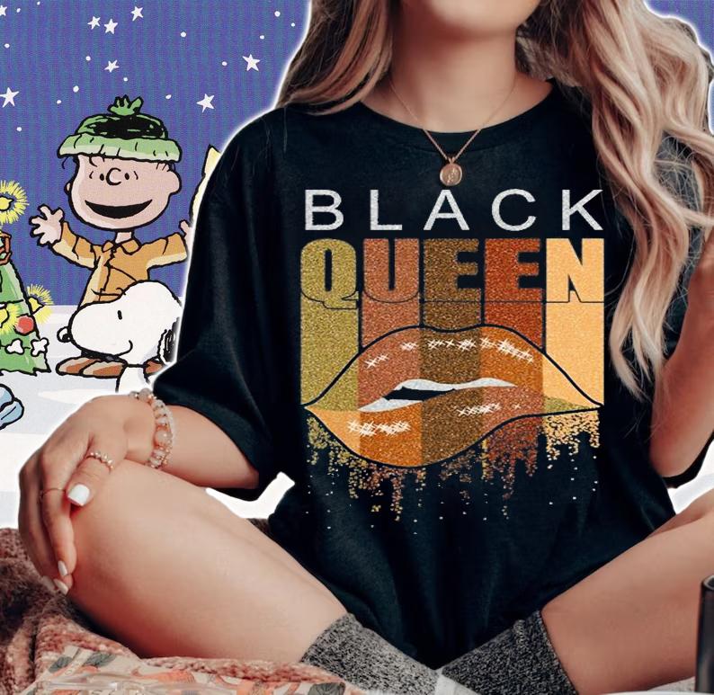 Black Queen Melanin Lips Africa Flag T-Shirt t-shirt woman shirt