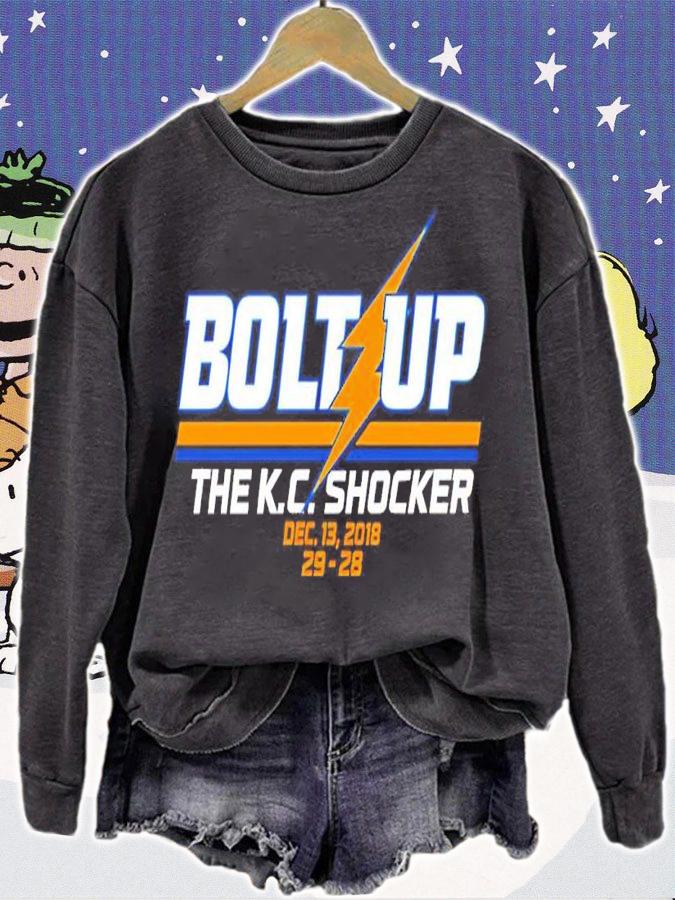 Breakingt Store Bolt Up The K.C. Shocker Dec 13 2018 29-28 Shirt t-shirt