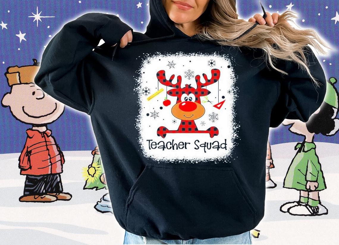 Bleached Teacher Squad Reindeer Teacher Christmas Xmas T-Shirt t-shirt hoodie