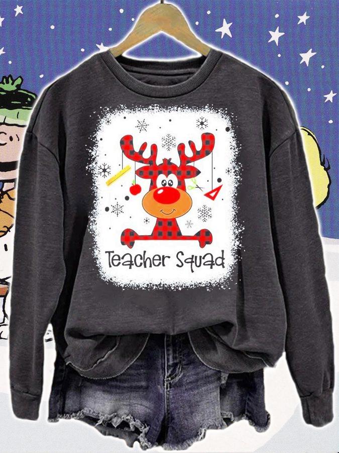 Bleached Teacher Squad Reindeer Teacher Christmas Xmas T-Shirt t-shirt sweatshirt